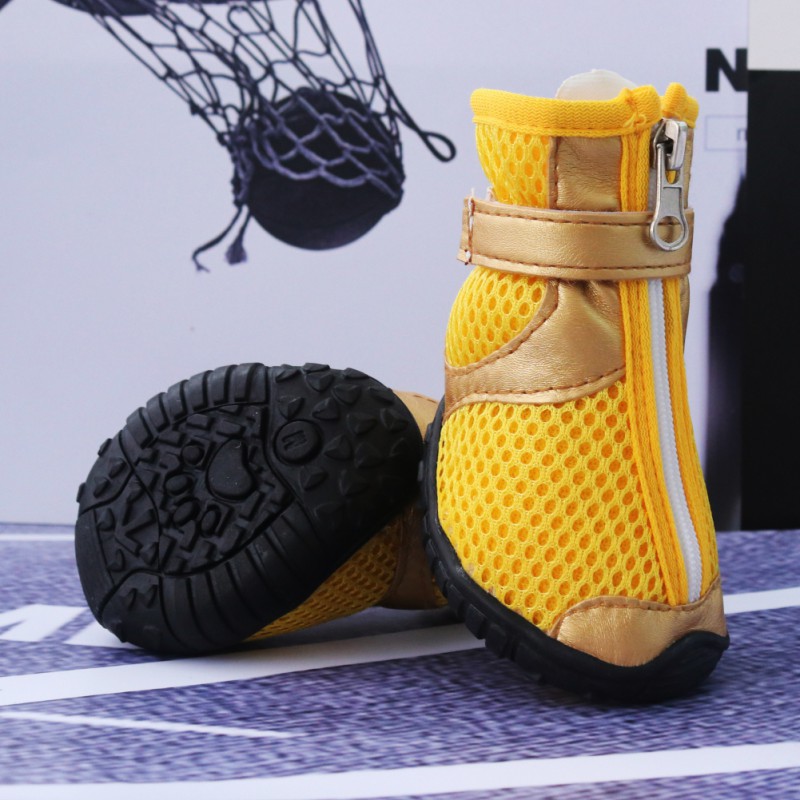 Pet Dog Summer Anti-Slip Breathable Shoes Mesh Zipper Boots Paw Protect